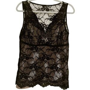 Y2K Lace Low Neck Black Top Sz 14P